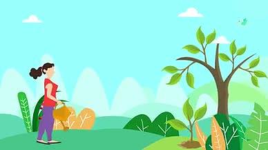 扁平风世界环境日植树造林保护环境公益片头视频的预览图